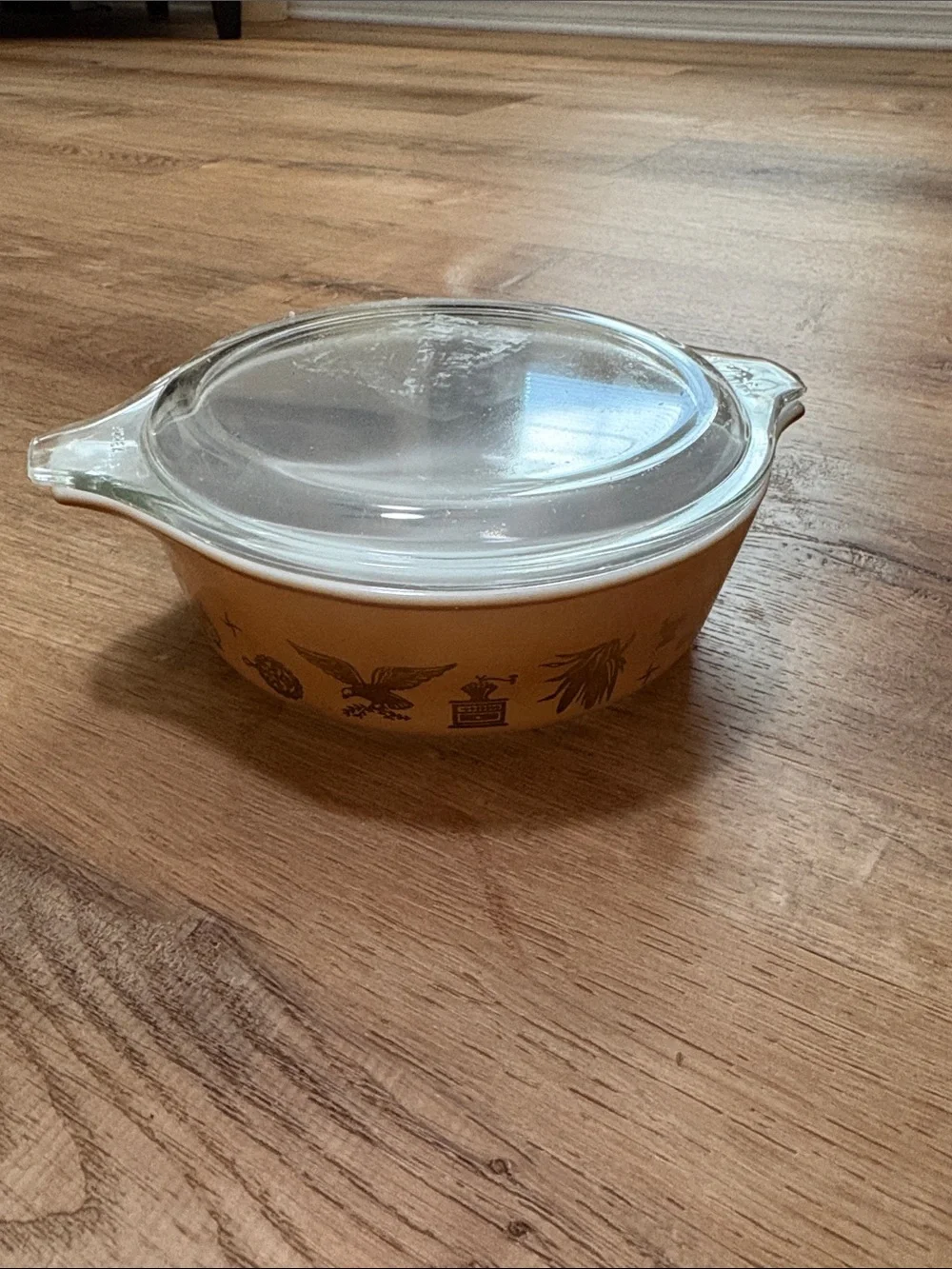 Vintage Pyrex American Heritage 1 Pint Casserole Gold/Brown Lid - Cinderella
